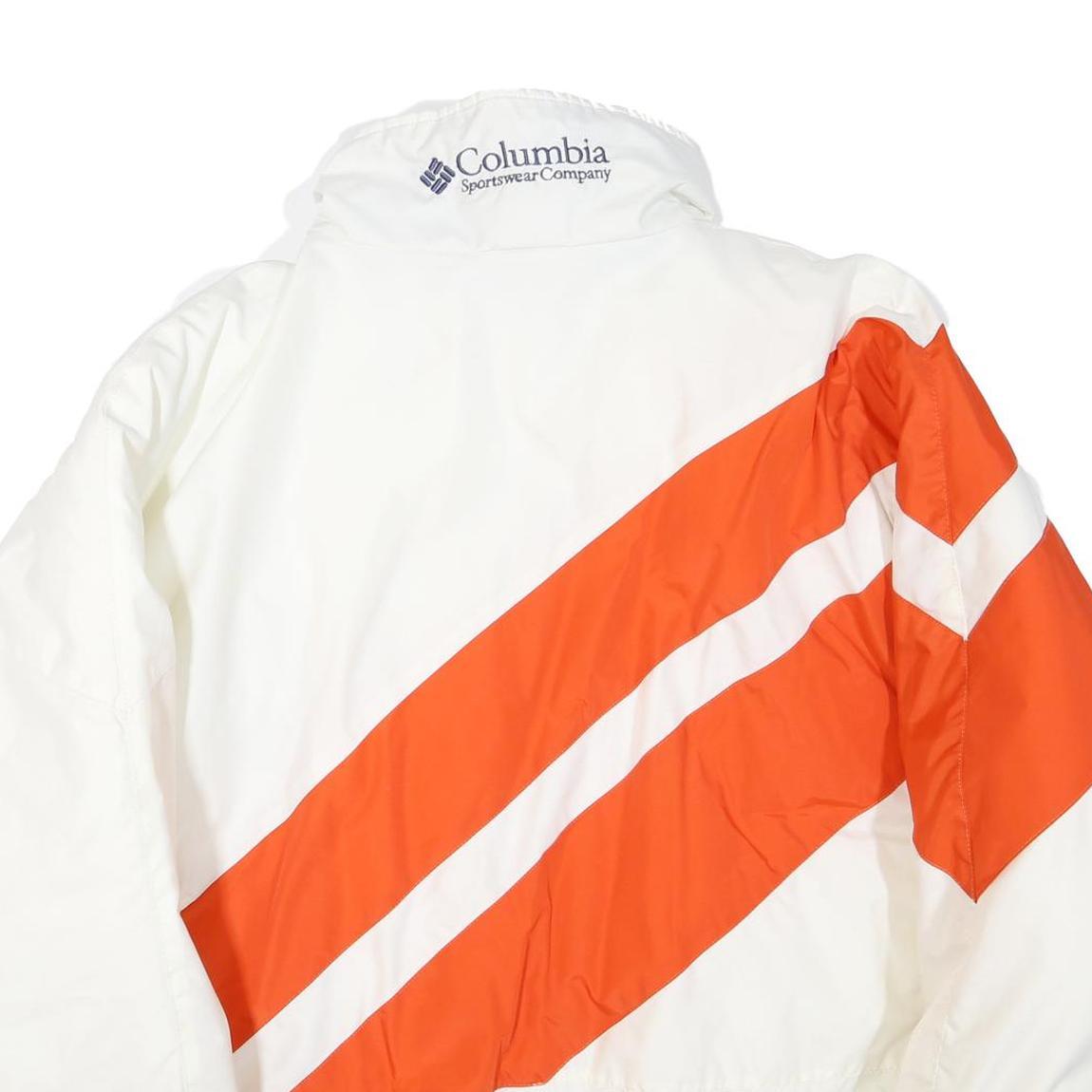 COLUMBIA Mens White & Orange Polyester Blend Jacket L Sportswear Zip Fit