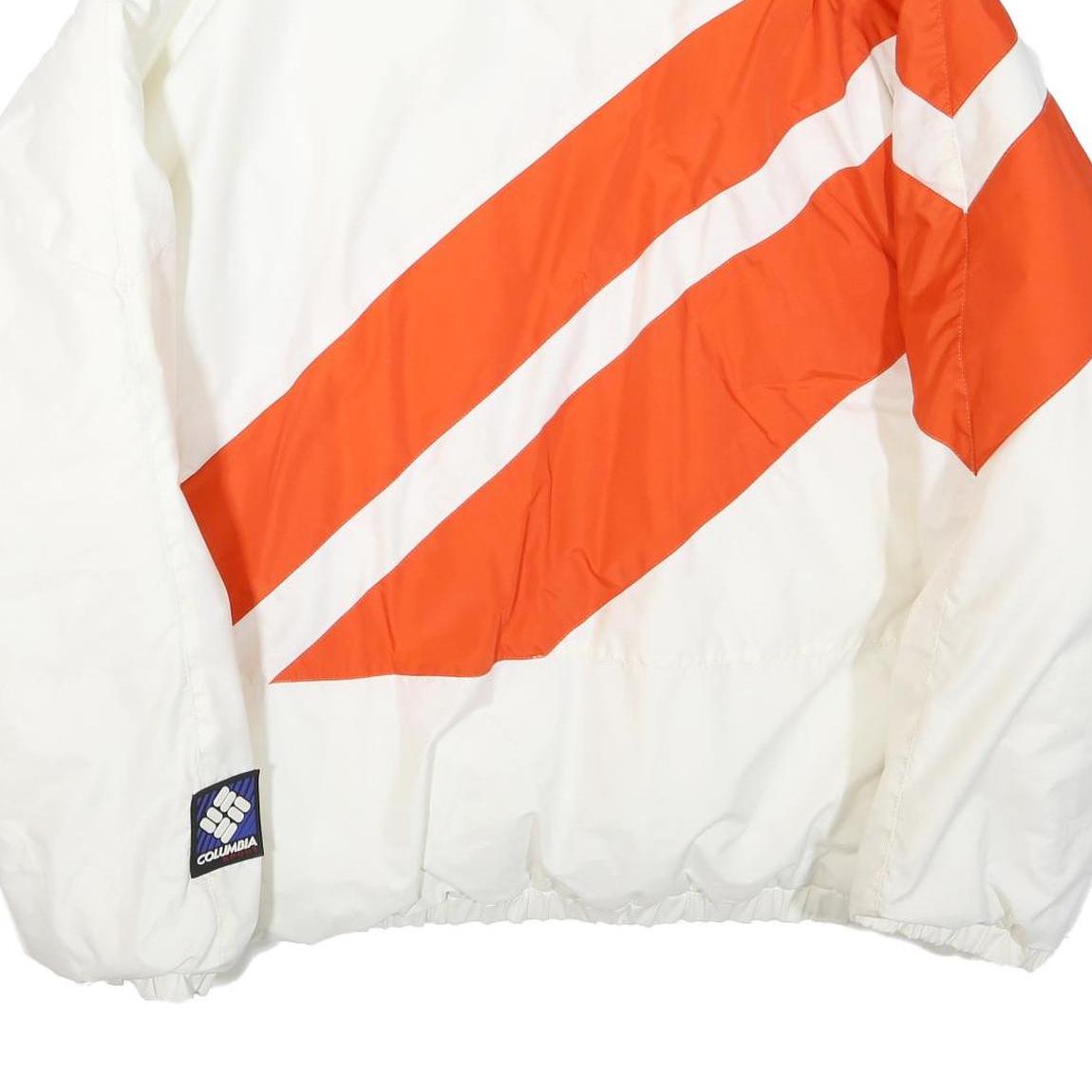 COLUMBIA Mens White & Orange Polyester Blend Jacket L Sportswear Zip Fit