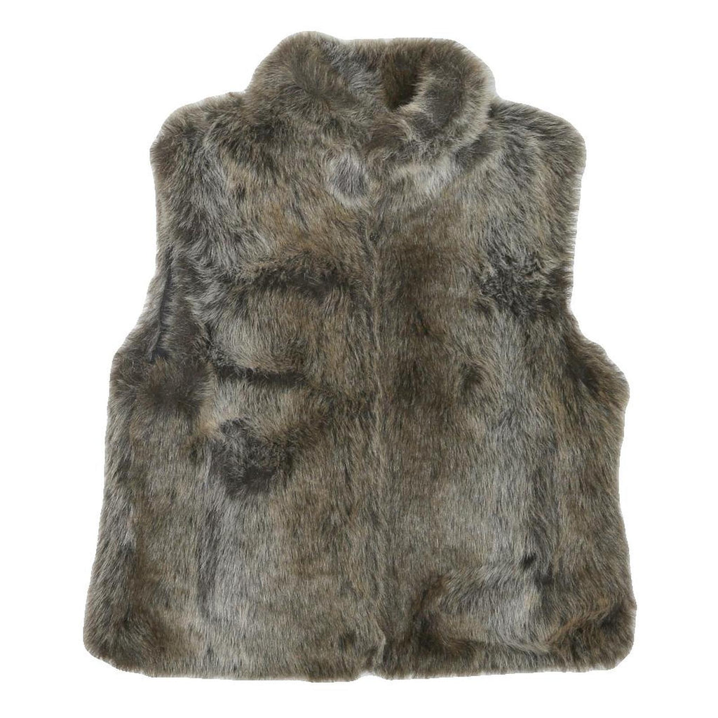 Womens Brown Faux Fur Jacket S Polyester Blend Zip Soft Plush Winter Outerwear