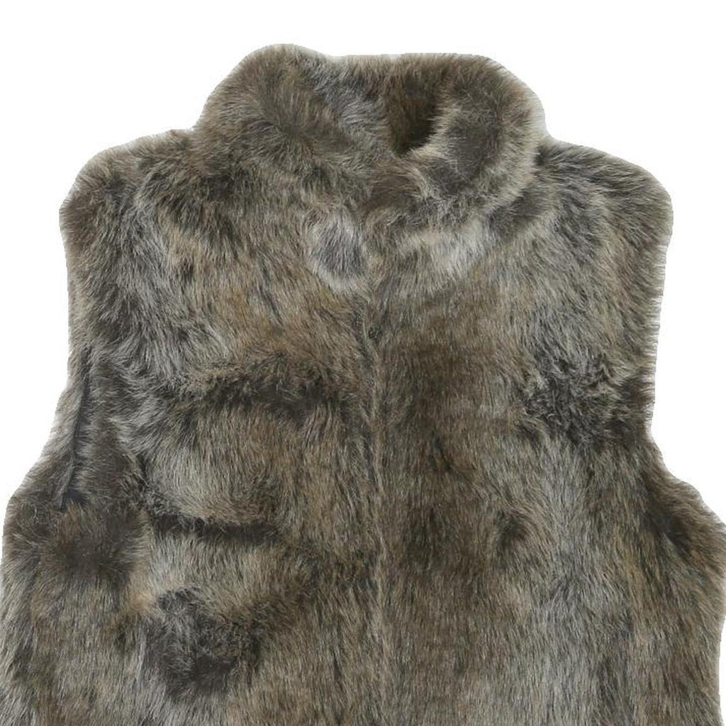 Womens Brown Faux Fur Jacket S Polyester Blend Zip Soft Plush Winter Outerwear