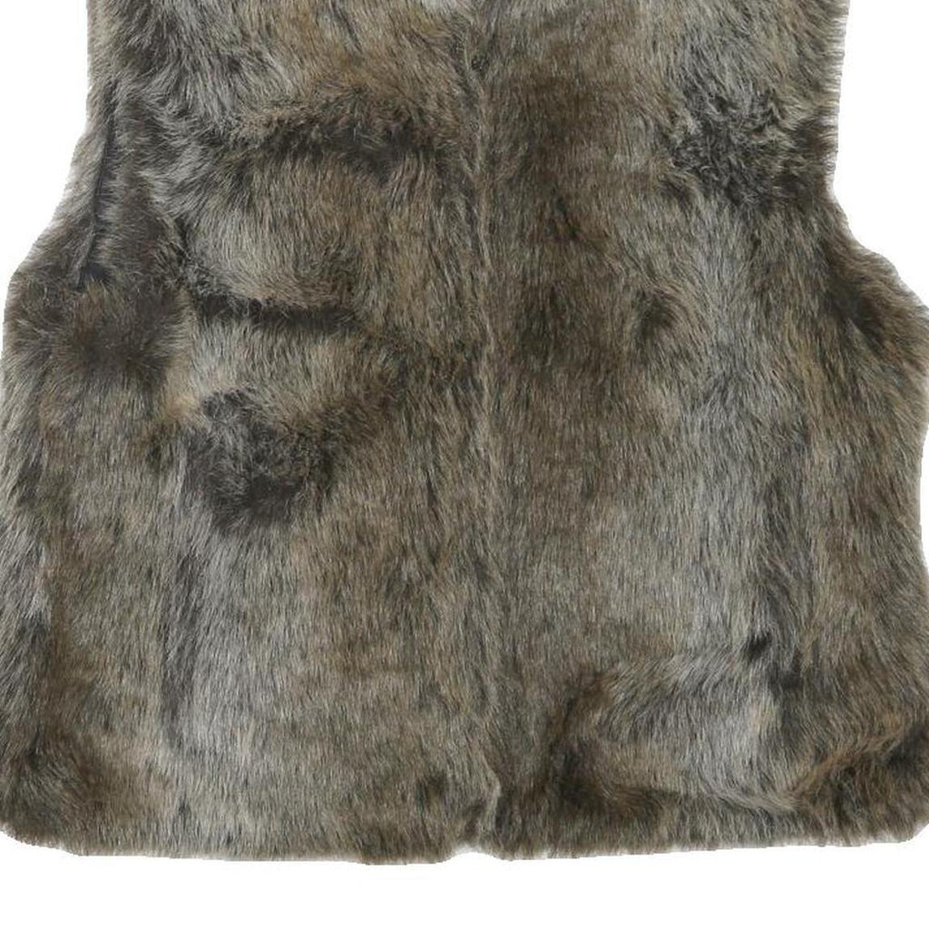 Womens Brown Faux Fur Jacket S Polyester Blend Zip Soft Plush Winter Outerwear