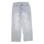 Womens Relaxed Blue Denim Straight Leg Cotton Blend Light Wash W30 L30 Patchwork