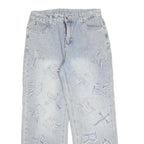 Womens Relaxed Blue Denim Straight Leg Cotton Blend Light Wash W30 L30 Patchwork
