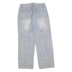 Womens Relaxed Blue Denim Straight Leg Cotton Blend Light Wash W30 L30 Patchwork