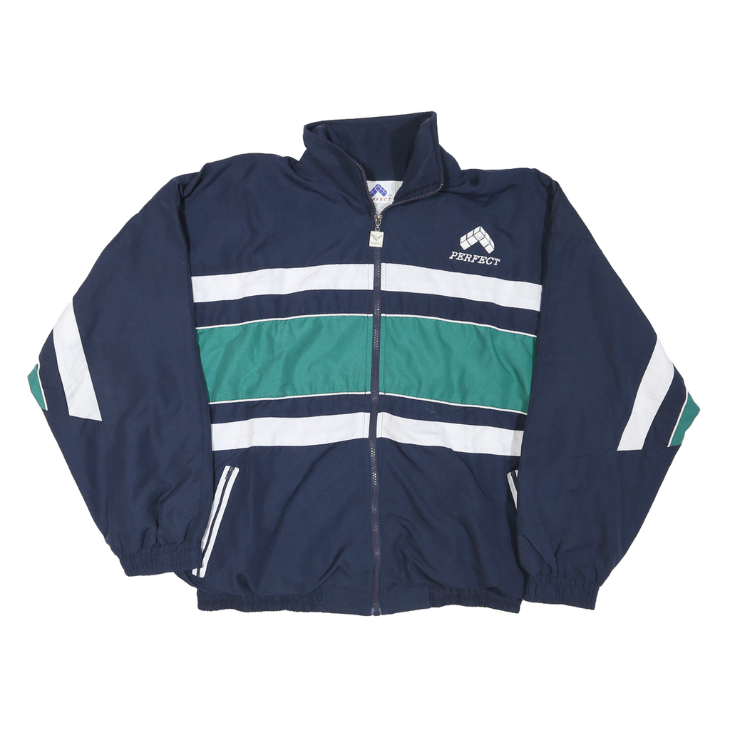 Mens Blue Green & White Zip Up Cotton Track Jacket M Casual Sportswear