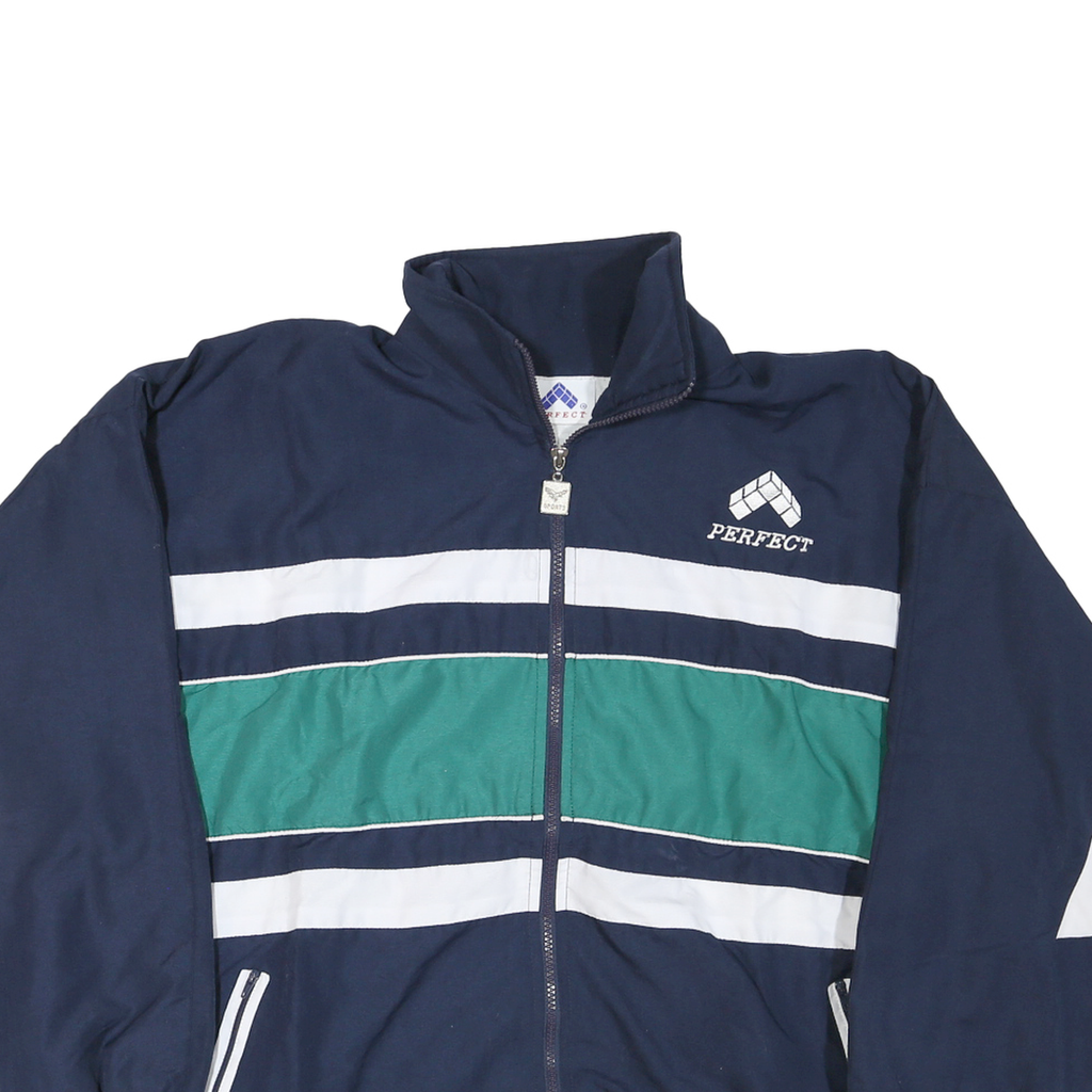 Mens Blue Green & White Zip Up Cotton Track Jacket M Casual Sportswear
