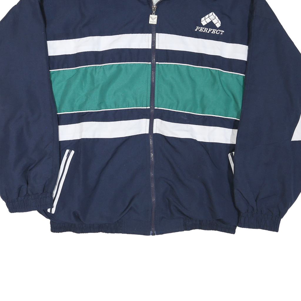 Mens Blue Green & White Zip Up Cotton Track Jacket M Casual Sportswear