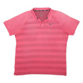 NIKE Mens Pink Striped Polo Shirt L Performance Golf Athletic Short Sleeve