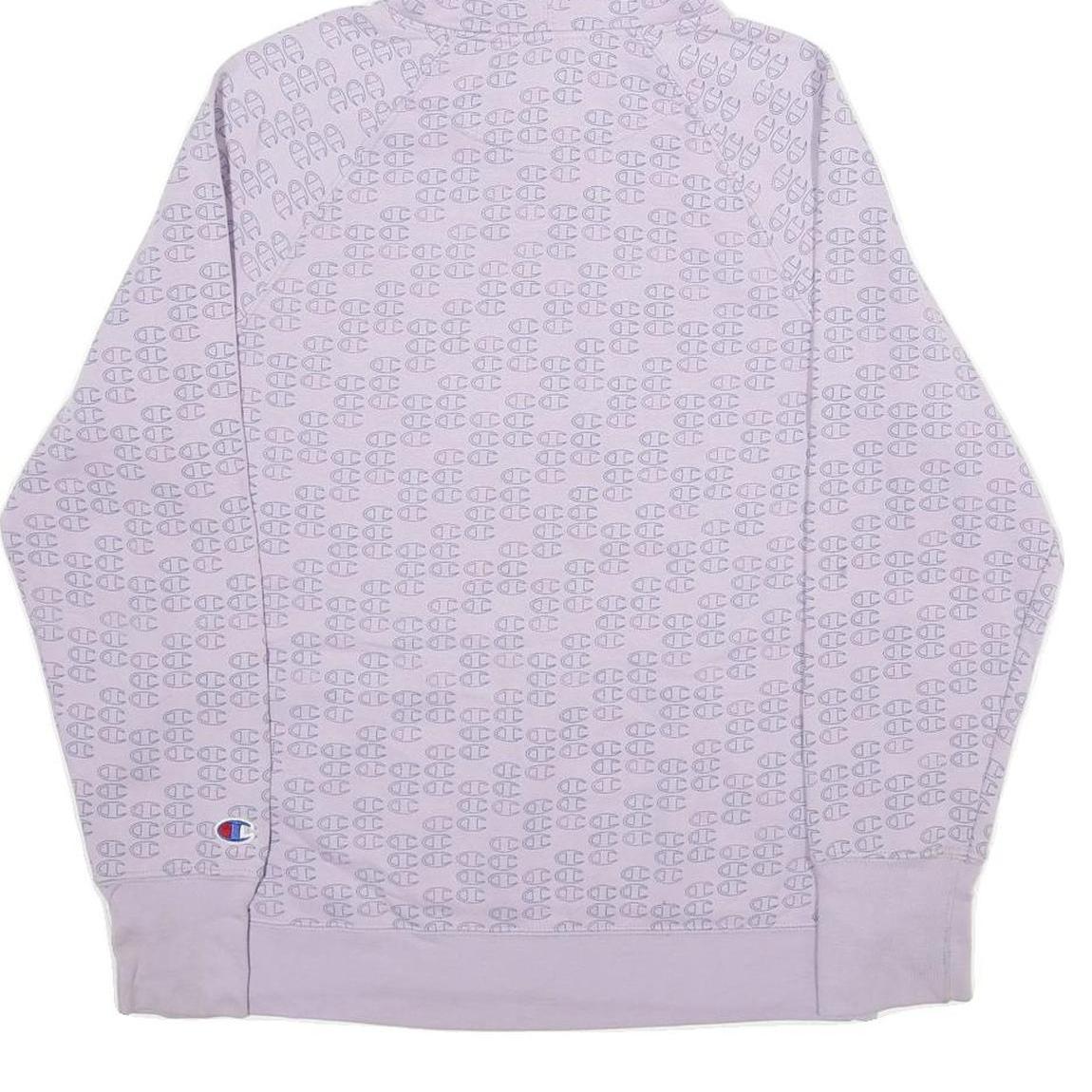 CHAMPION Womens Lilac Hoodie M Repeated Logo Print Cotton Blend Pullover