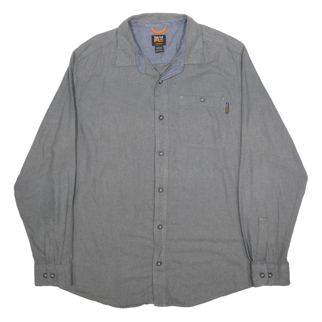 TIMBERLAND PRO Mens Grey Cotton Shirt XL Workwear Casual Long Sleeve Button