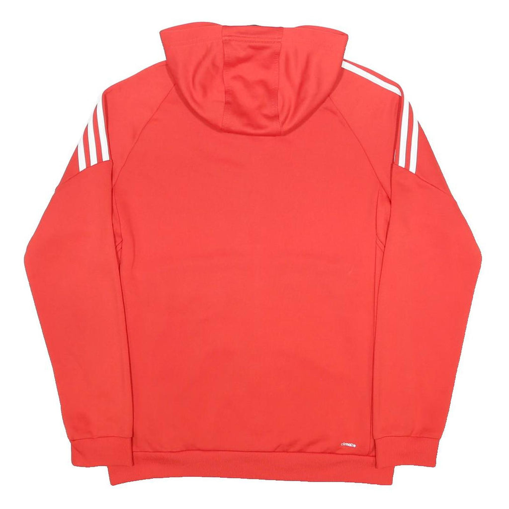 ADIDAS Boys Red & Black Hooded Zip Jacket 15-16Y Polyester Sportswear