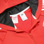 ADIDAS Boys Red & Black Hooded Zip Jacket 15-16Y Polyester Sportswear