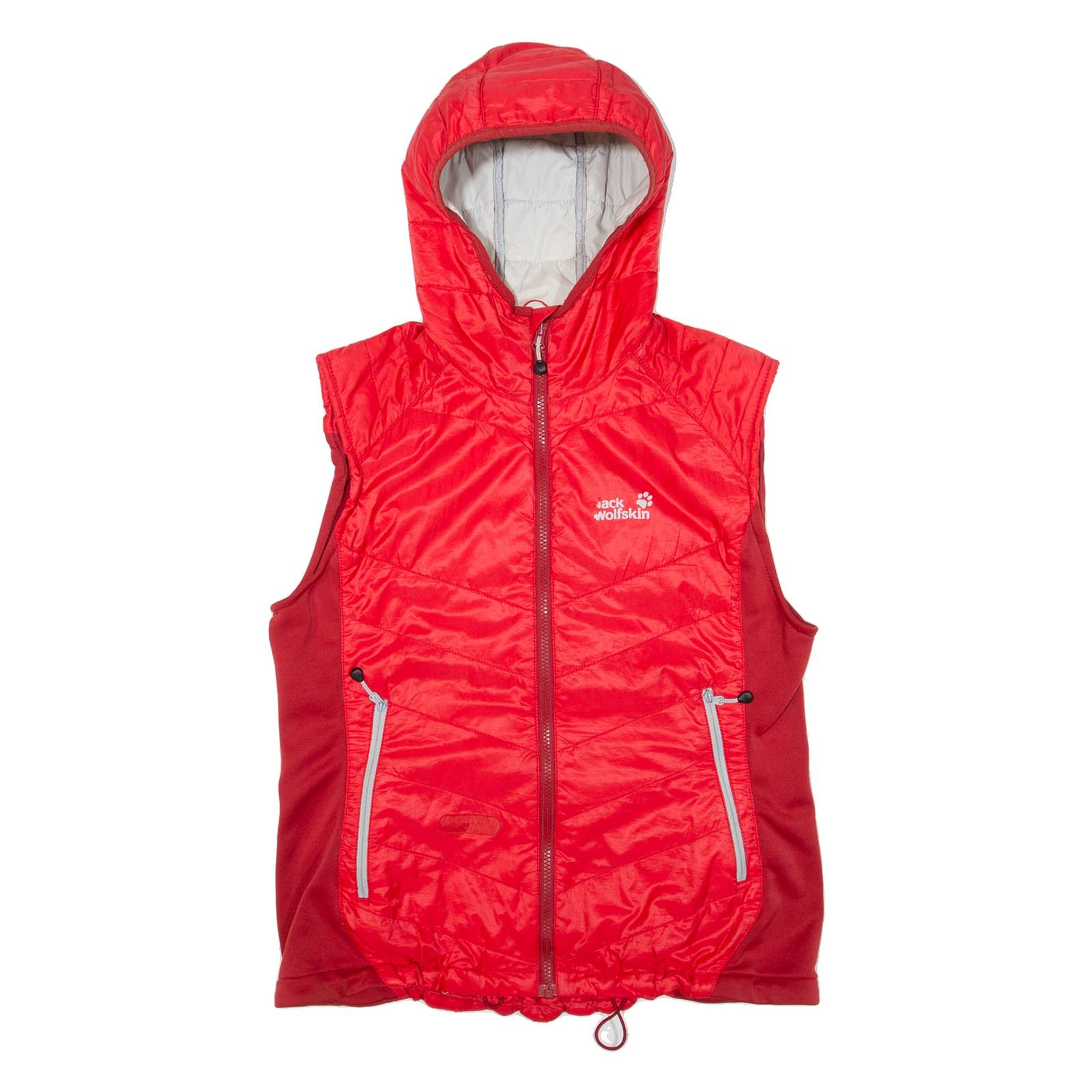 JACK WOLFSKIN Insulated Womens Puffer Gilet Red Hooded UK 16