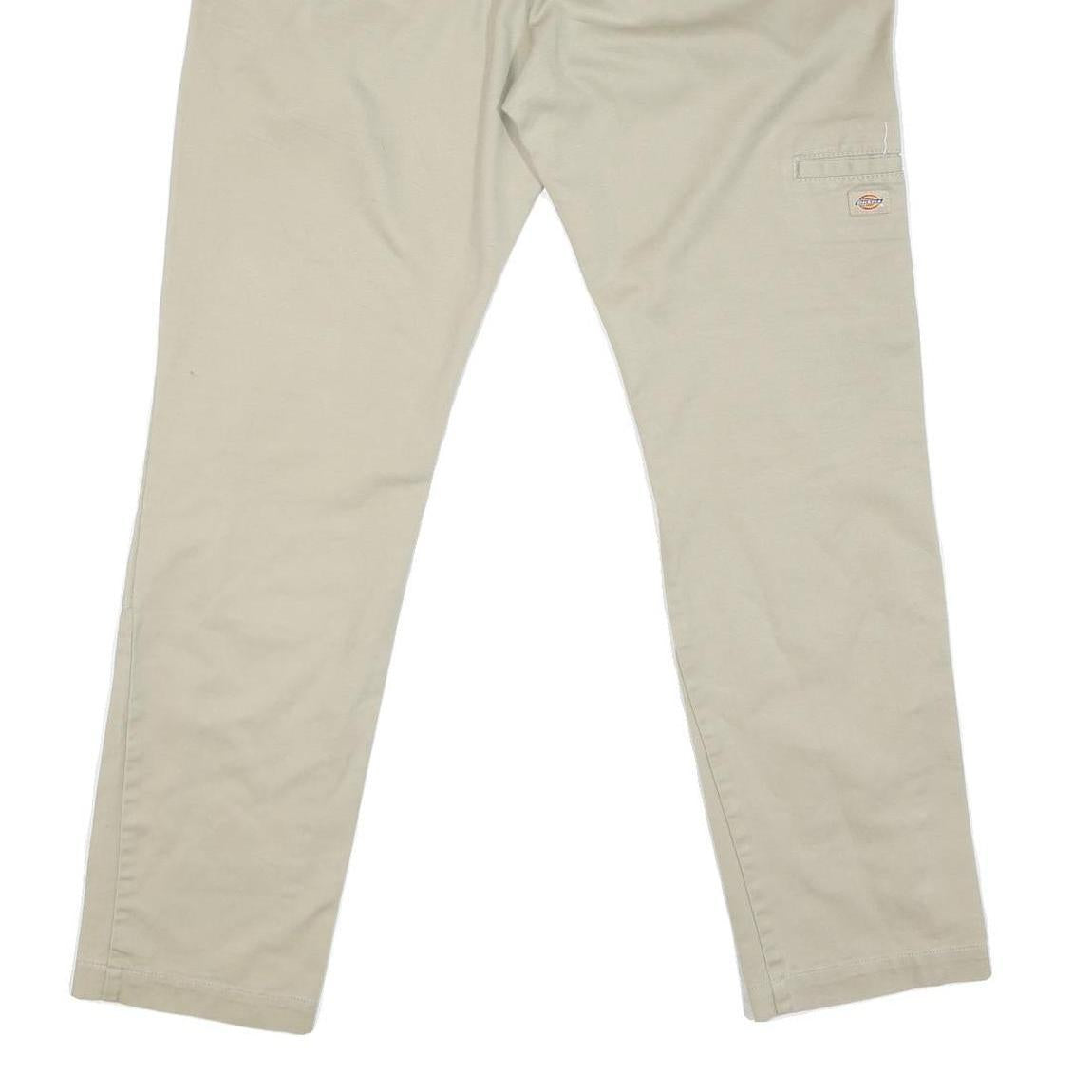 DICKIES Womens Cotton Blend Beige Regular Straight Trousers W36 L30 Workwear