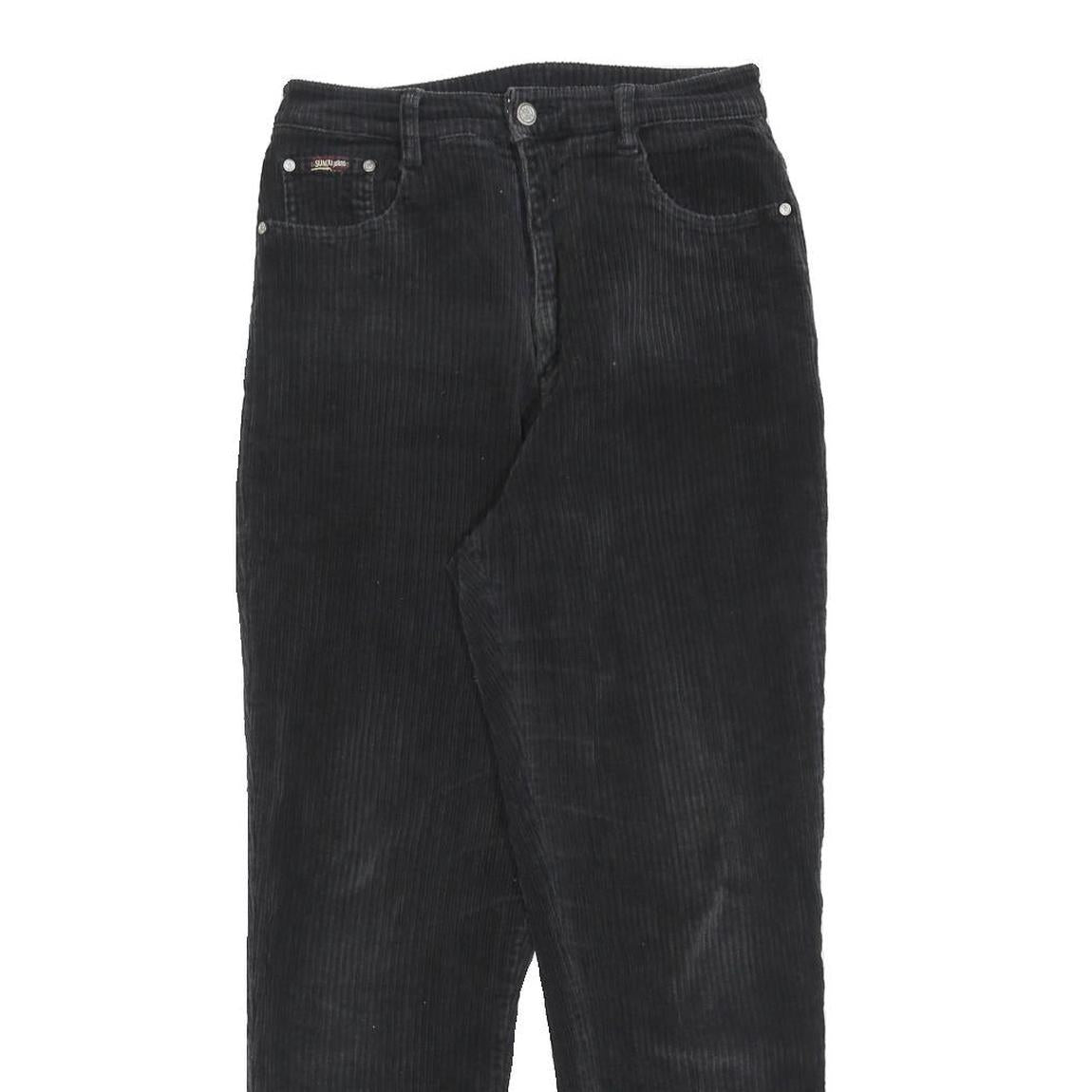 SUNDU Womens Black Cotton Blend Regular Fit Straight Leg Trousers W26 L26 Zip