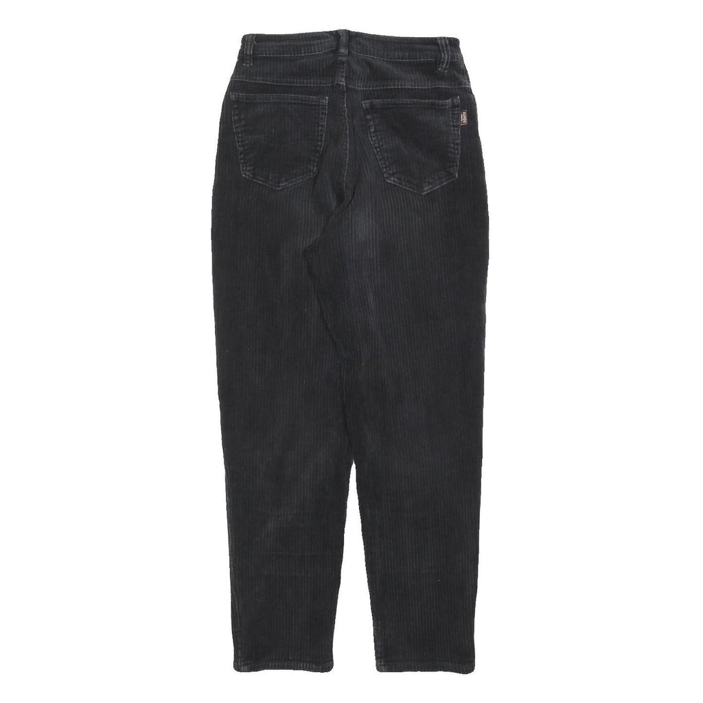 SUNDU Womens Black Cotton Blend Regular Fit Straight Leg Trousers W26 L26 Zip