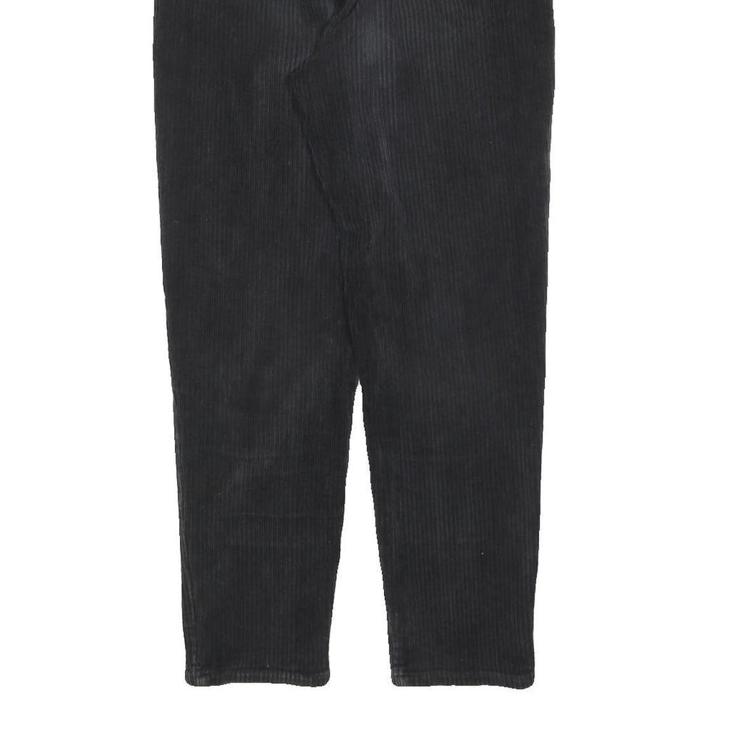 SUNDU Womens Black Cotton Blend Regular Fit Straight Leg Trousers W26 L26 Zip