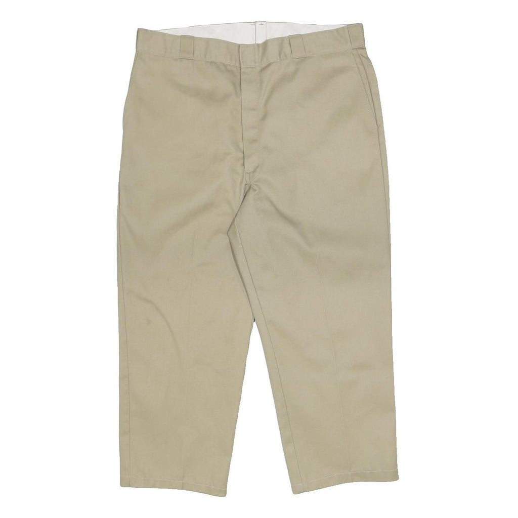 DICKIES Mens Cotton Blend Beige Regular Fit Straight Leg Trousers W42 L26