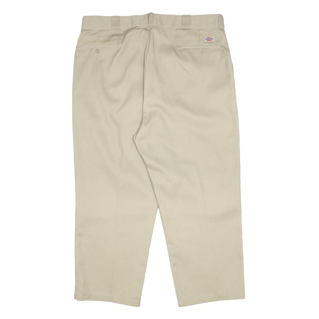 DICKIES Mens Cotton Blend Beige Regular Fit Straight Leg Trousers W42 L26