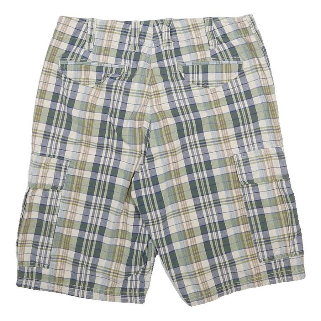 GAP Mens Shorts Green & Cream Check Cargo M W32 Casual Plaid Summer
