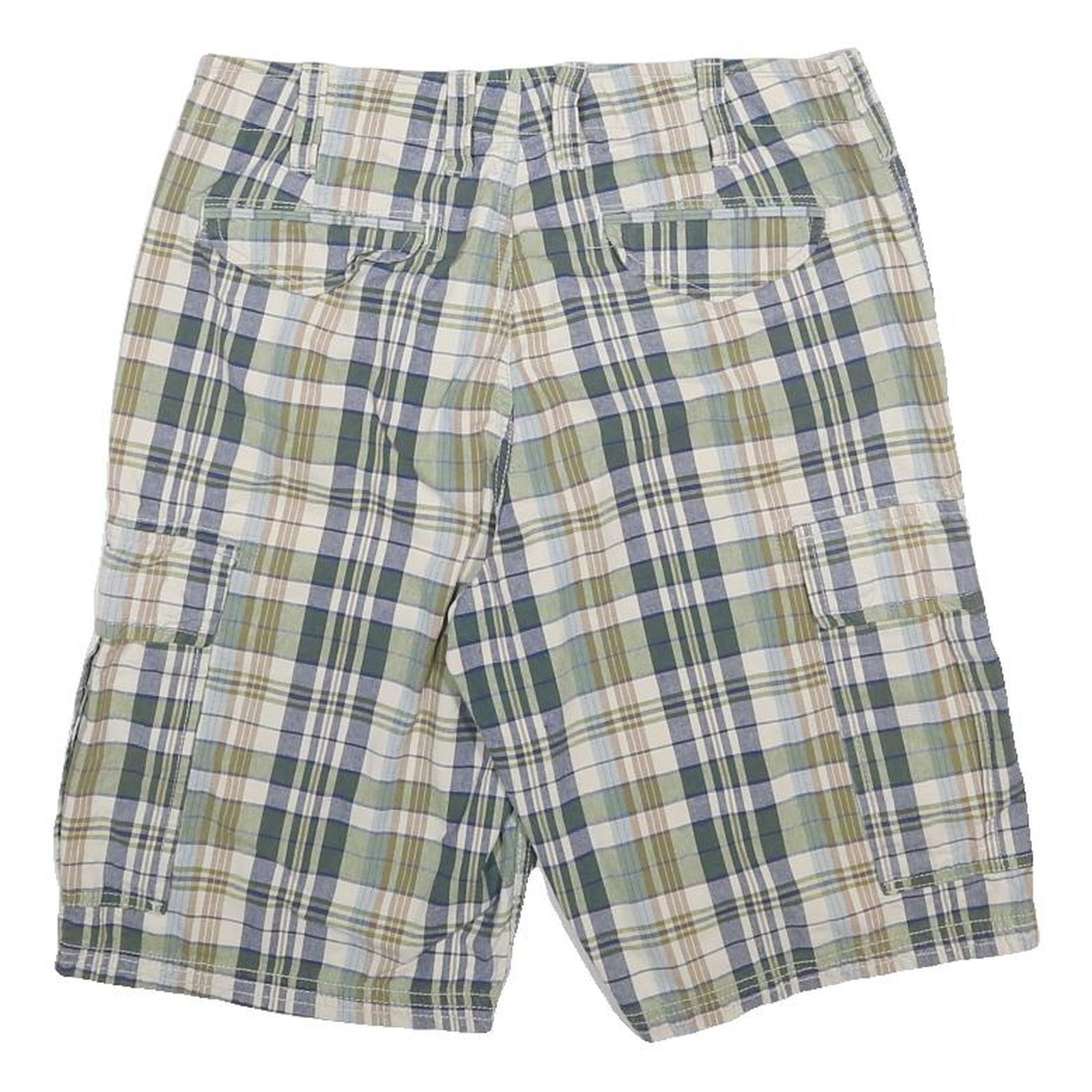 GAP Mens Shorts Green & Cream Check Cargo M W32 Casual Plaid Summer