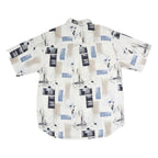 ROUNDTREE & YORKE Mens White Blue Yachts Cotton Shirt L Nautical Print Casual