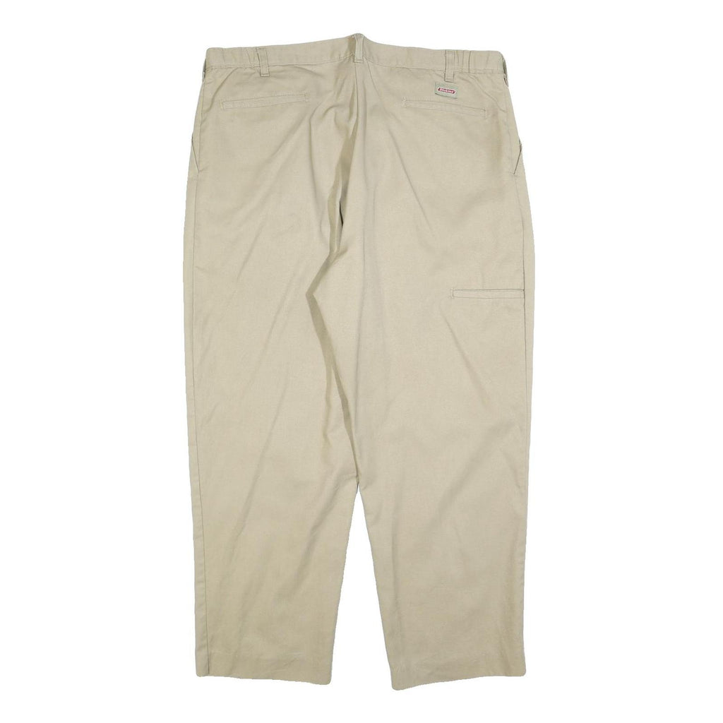 DICKIES Mens Cotton Blend Beige Relaxed Straight Trousers W38 L28 Casual