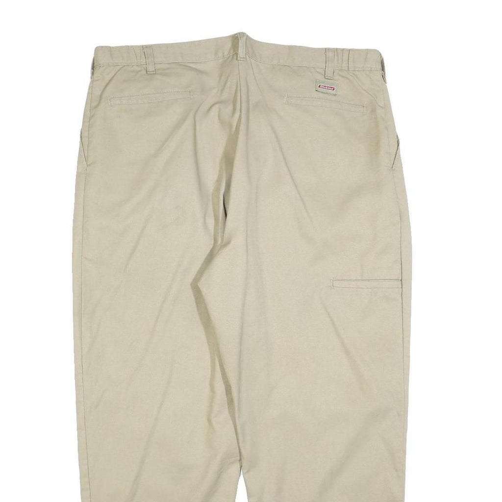 DICKIES Mens Cotton Blend Beige Relaxed Straight Trousers W38 L28 Casual