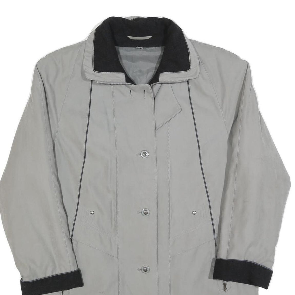 Womens Grey & Black Casual Jacket M Polyester Blend Plain Zip Button Pockets