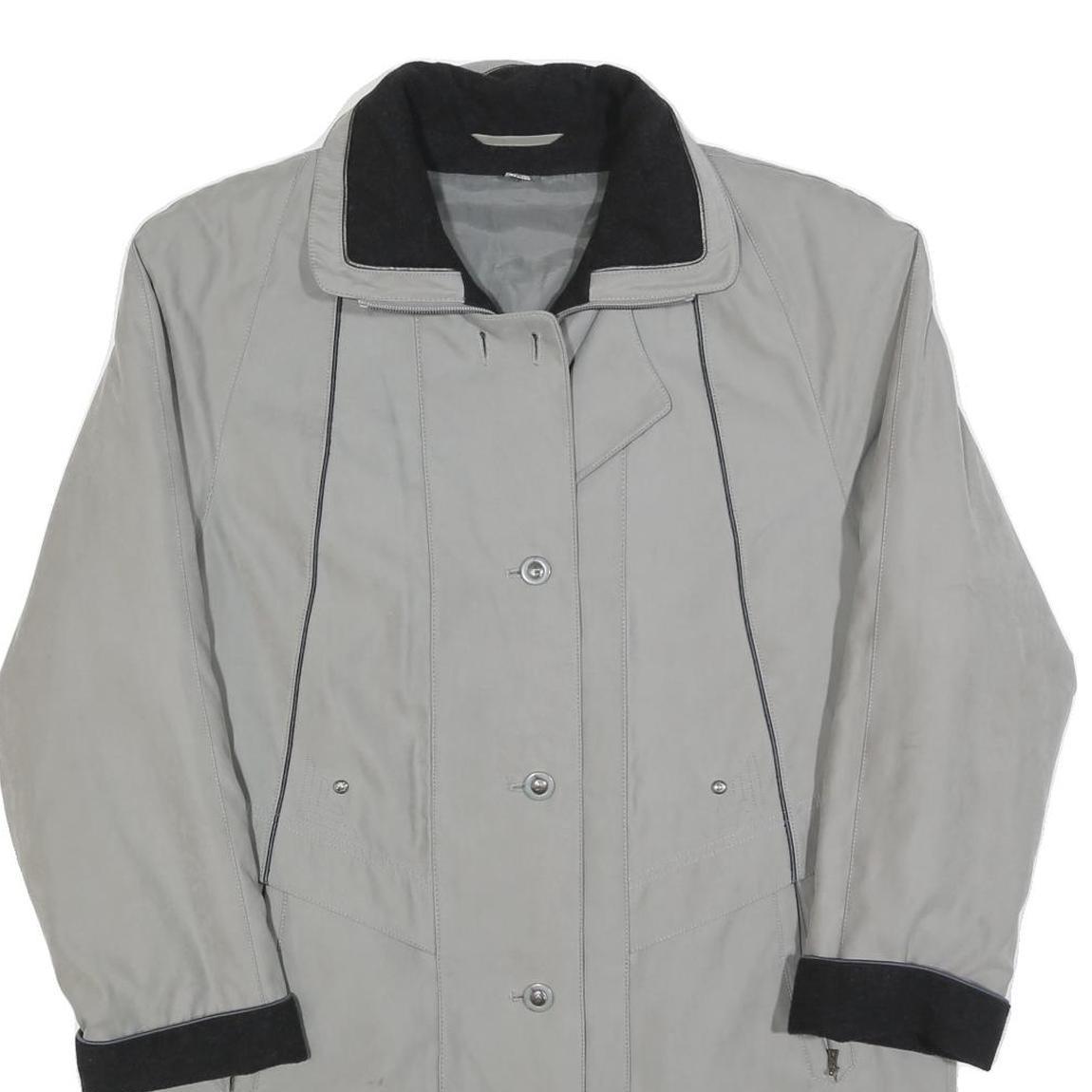 Womens Grey & Black Casual Jacket M Polyester Blend Plain Zip Button Pockets