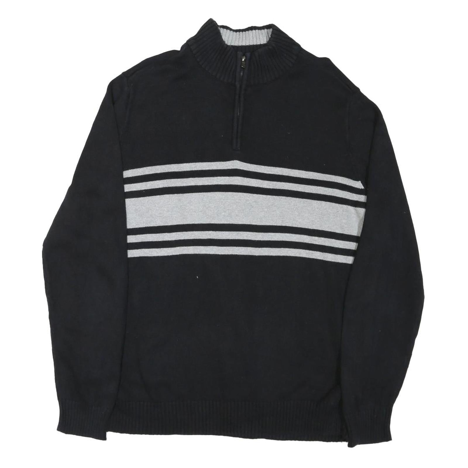 CHAPS Mens Black & Grey Patterned Pullover Jumper Crew Neck Basic Knit M