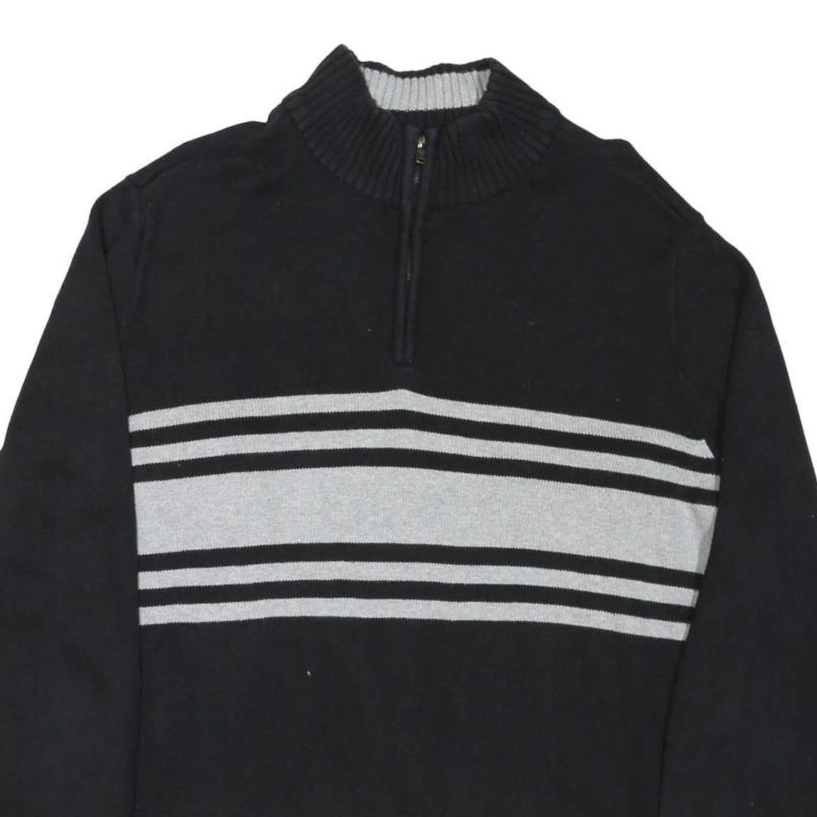 CHAPS Mens Black & Grey Patterned Pullover Jumper Crew Neck Basic Knit M