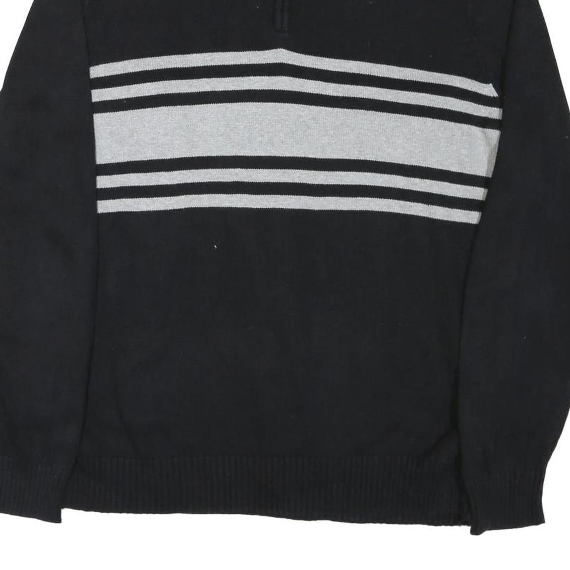 CHAPS Mens Black & Grey Patterned Pullover Jumper Crew Neck Basic Knit M