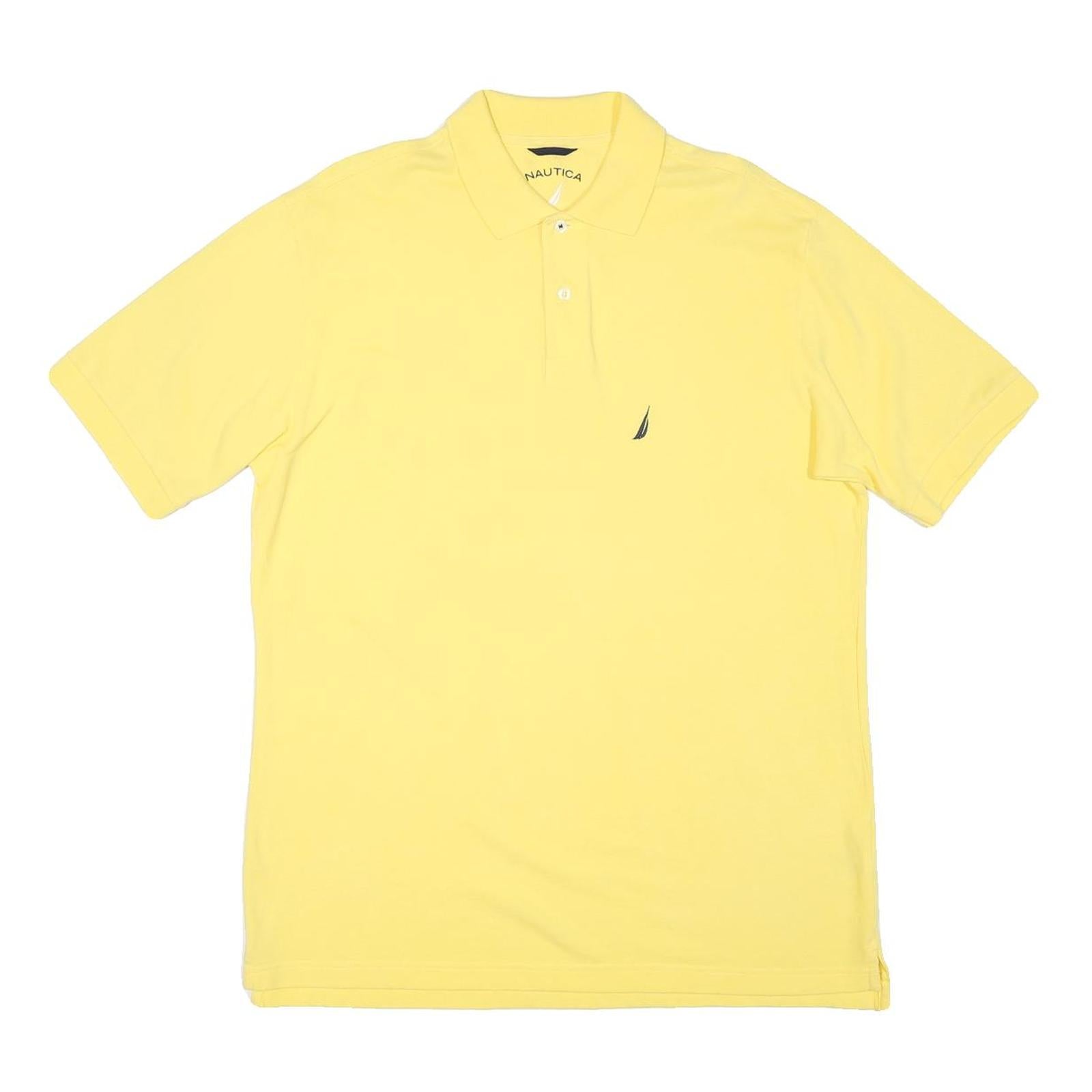 NAUTICA Mens Yellow Short Sleeve Plain Polo Shirt M Cotton Blend Casual