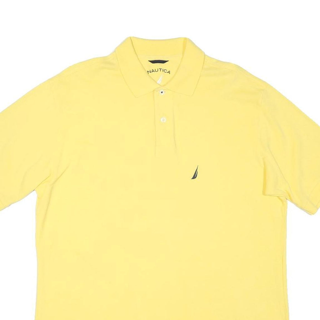 NAUTICA Mens Yellow Short Sleeve Plain Polo Shirt M Cotton Blend Casual