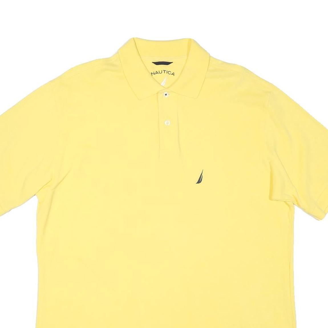 NAUTICA Mens Yellow Short Sleeve Plain Polo Shirt M Cotton Blend Casual