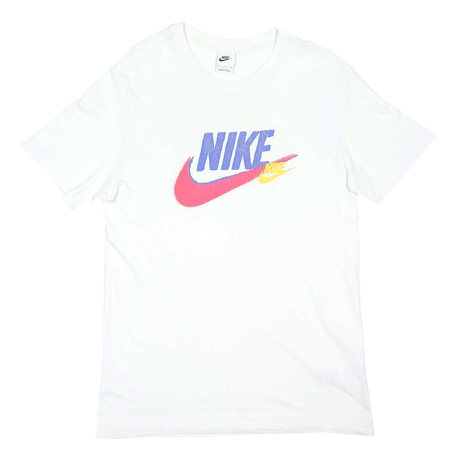 NIKE Mens White Crew Neck Graphic T-Shirt M Cotton Blend Casual Sportswear