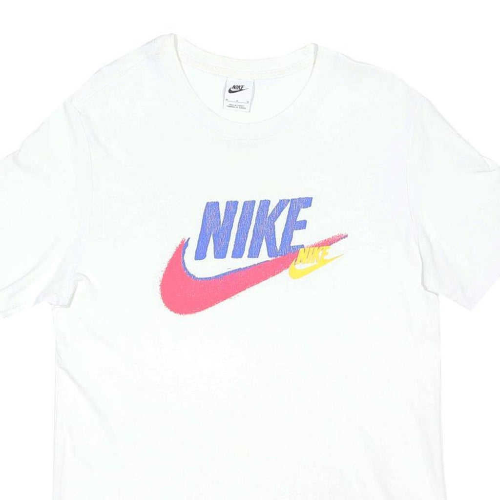 NIKE Mens White Crew Neck Graphic T-Shirt M Cotton Blend Casual Sportswear