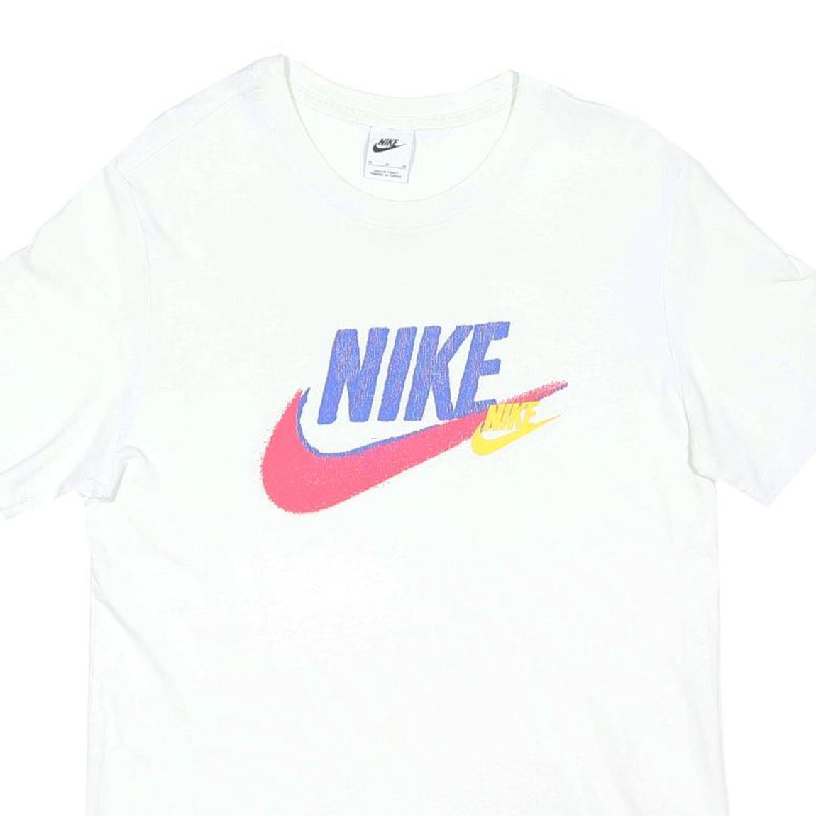 NIKE Mens White Crew Neck Graphic T-Shirt M Cotton Blend Casual Sportswear