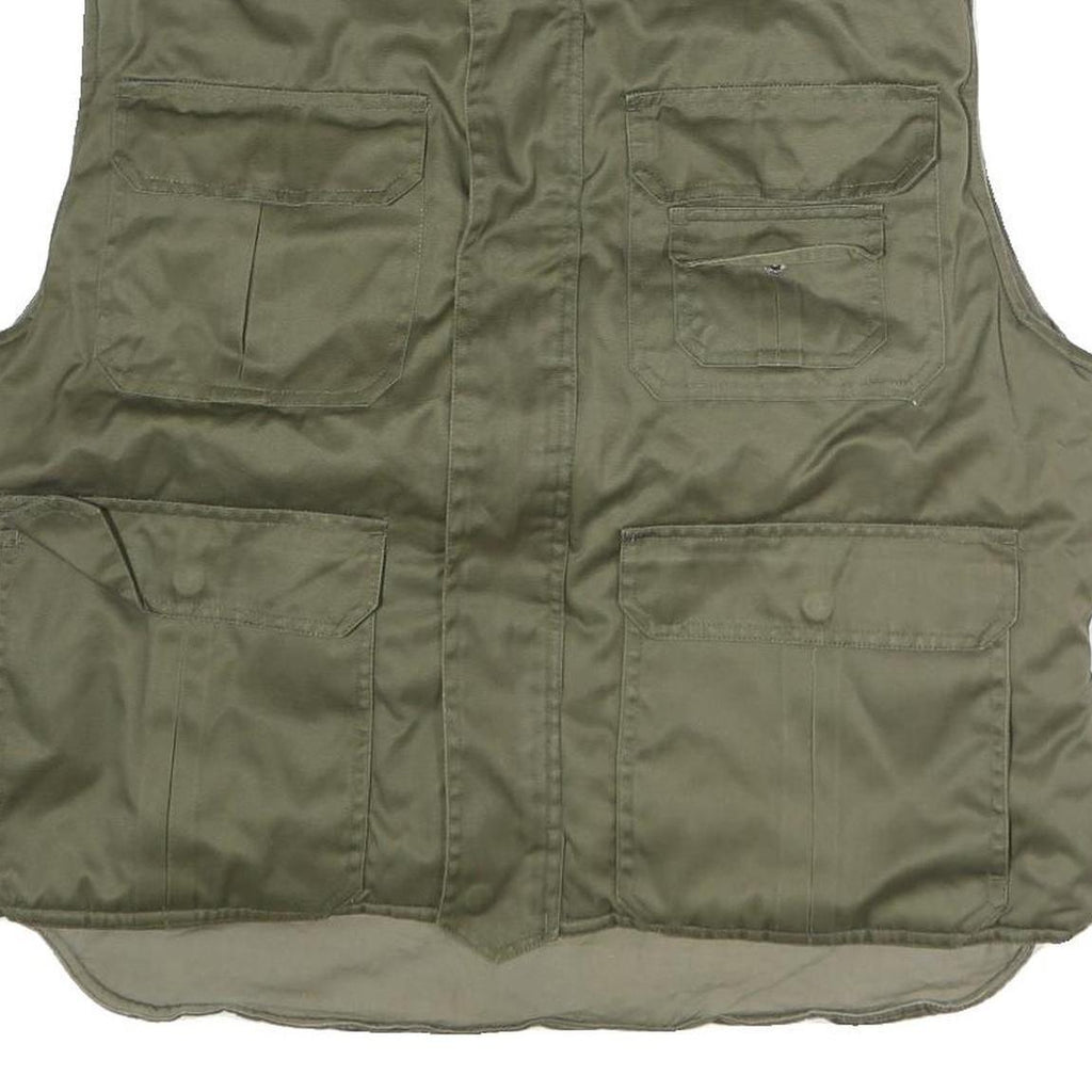 TRUCKER Mens Green Cotton Zip Jacket XL Utility Pockets Casual Workwear Outdoor