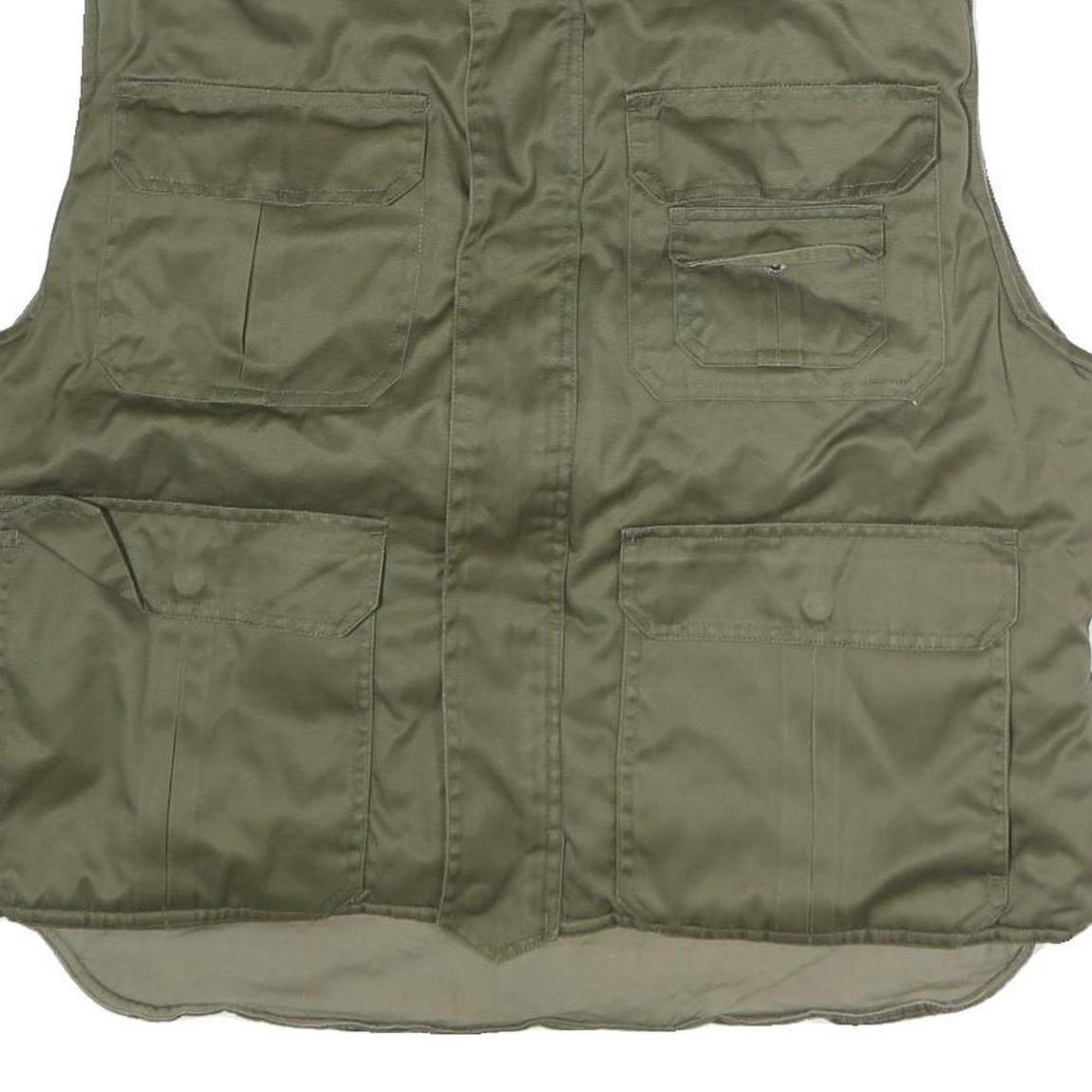 TRUCKER Mens Green Cotton Zip Jacket XL Utility Pockets Casual Workwear Outdoor