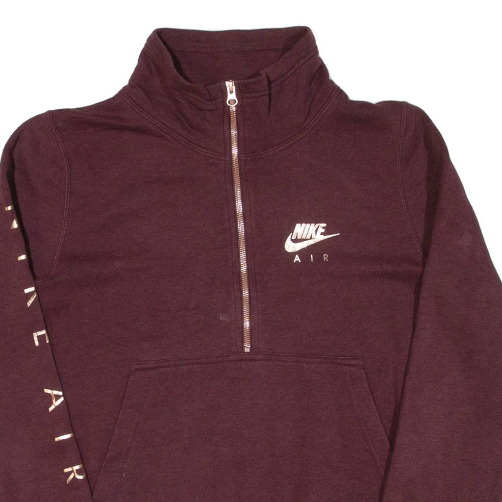 NIKE Cropped Womens Sweatshirt Maroon 1/4 Zip M
