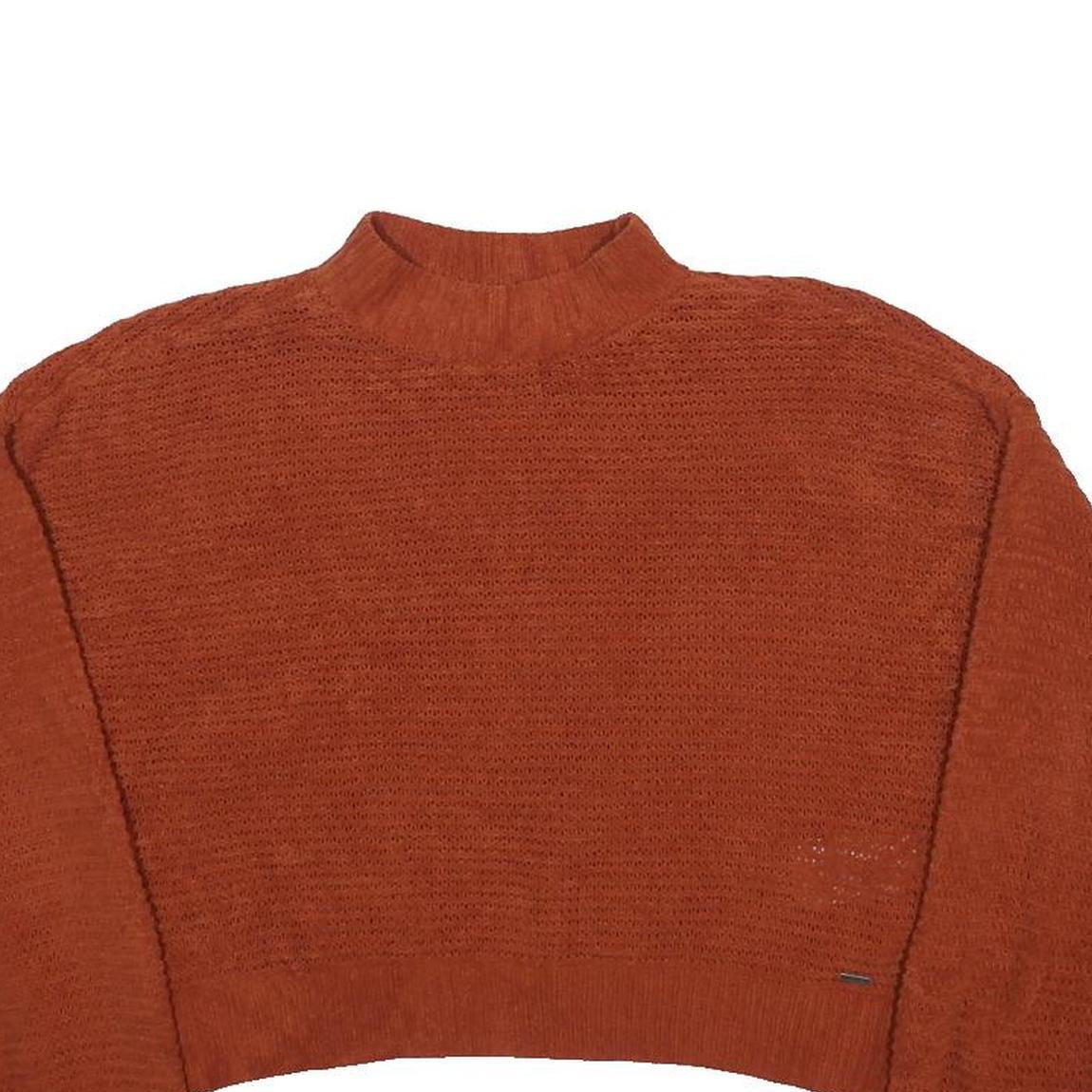 HOLLISTER Womens Rust Orange Patterned Jumper Crew Neck Basic Knit S Casual Chic