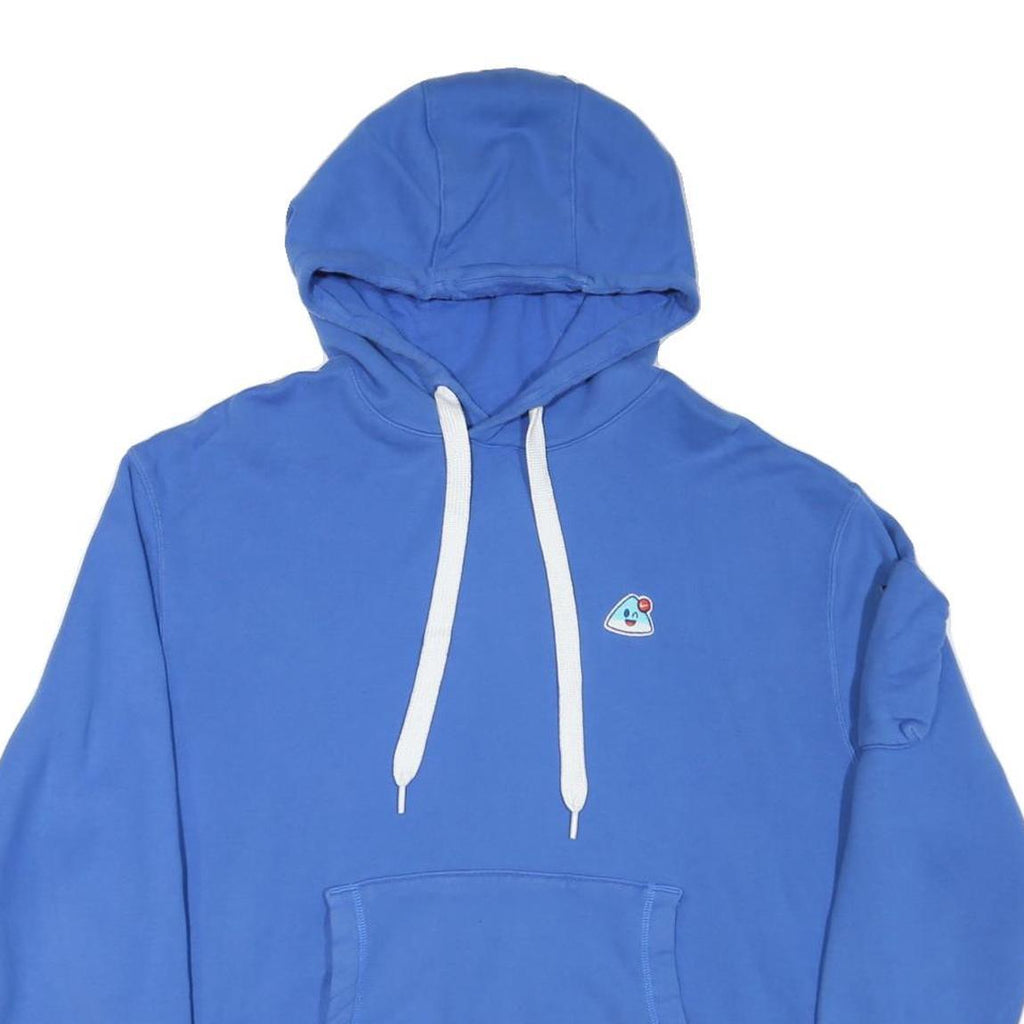 NIKE Mens Blue Hoodie L Cotton Blend Casual Pullover with Front Pocket