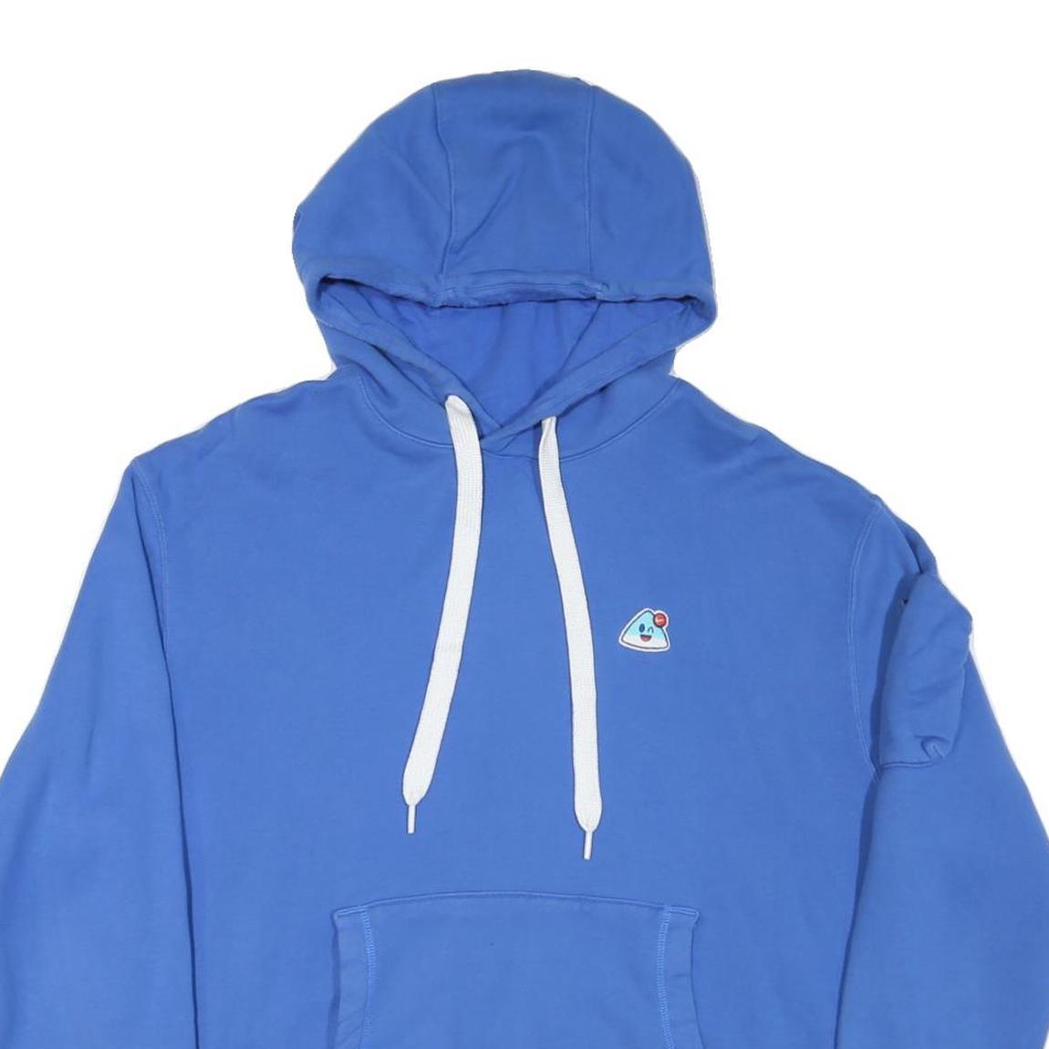 NIKE Mens Blue Hoodie L Cotton Blend Casual Pullover with Front Pocket