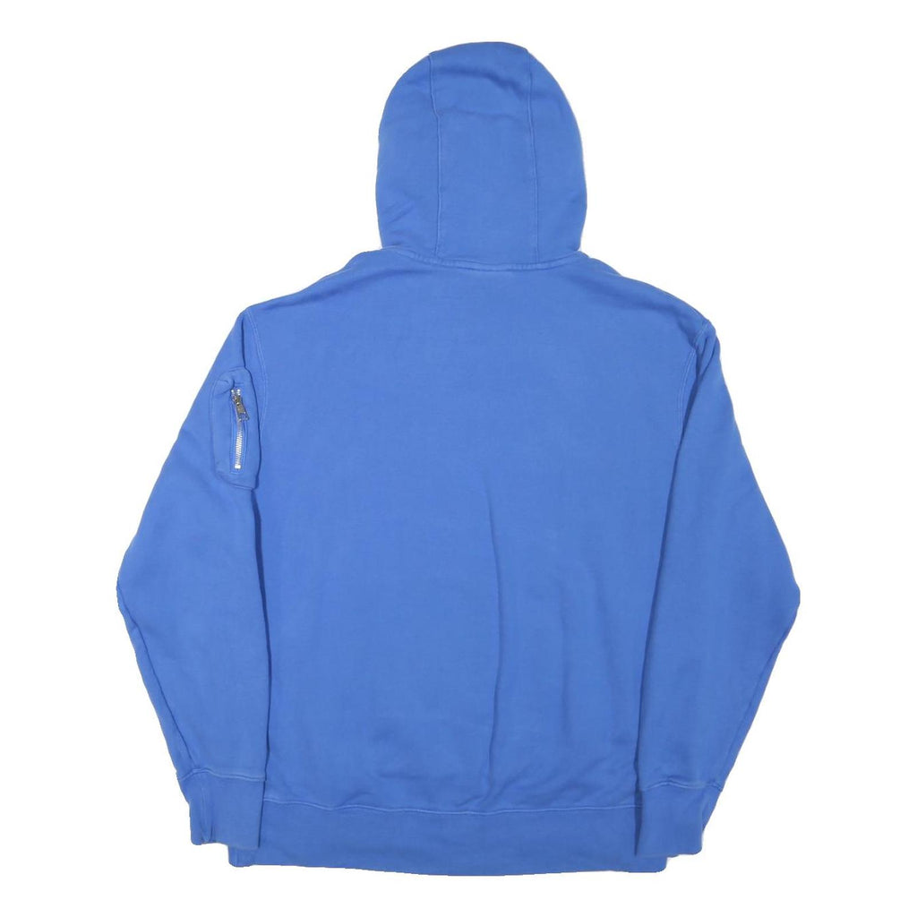 NIKE Mens Blue Hoodie L Cotton Blend Casual Pullover with Front Pocket