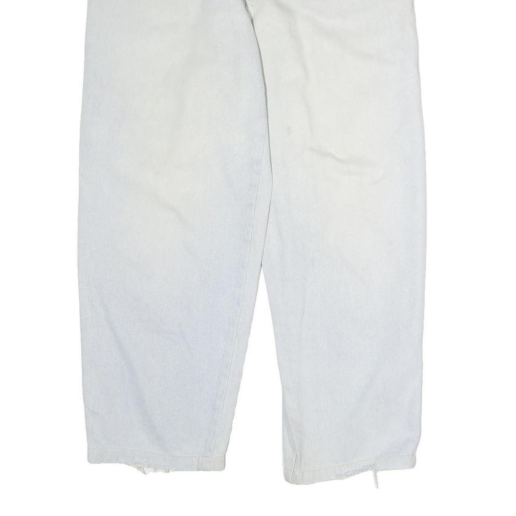 HIS Mens Regular Fit White Denim Jeans W38 L29 Relaxed Cotton Zip Closure