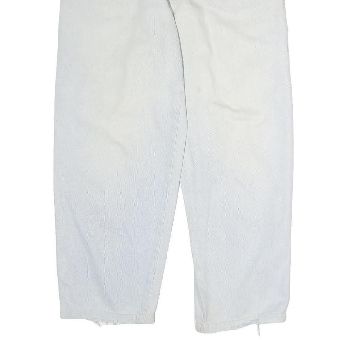 HIS Mens Regular Fit White Denim Jeans W38 L29 Relaxed Cotton Zip Closure