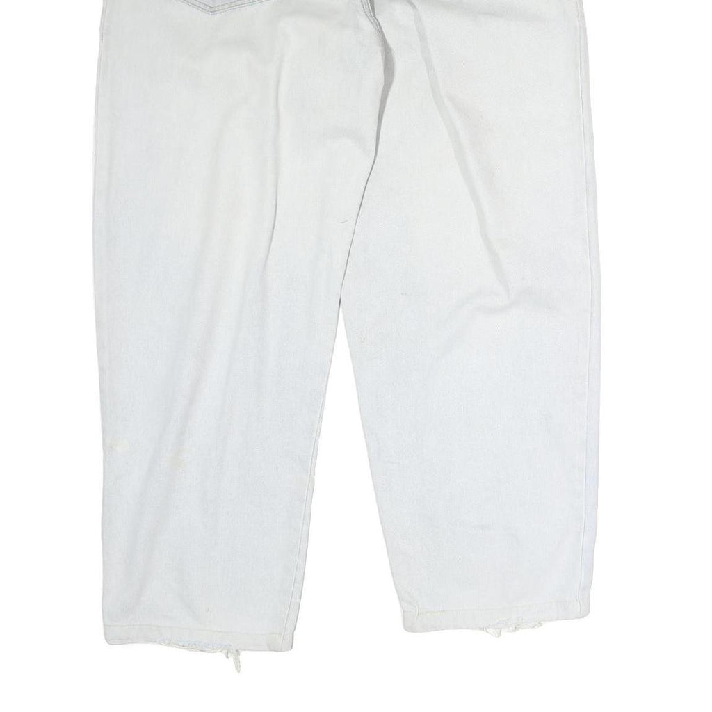 HIS Mens Regular Fit White Denim Jeans W38 L29 Relaxed Cotton Zip Closure