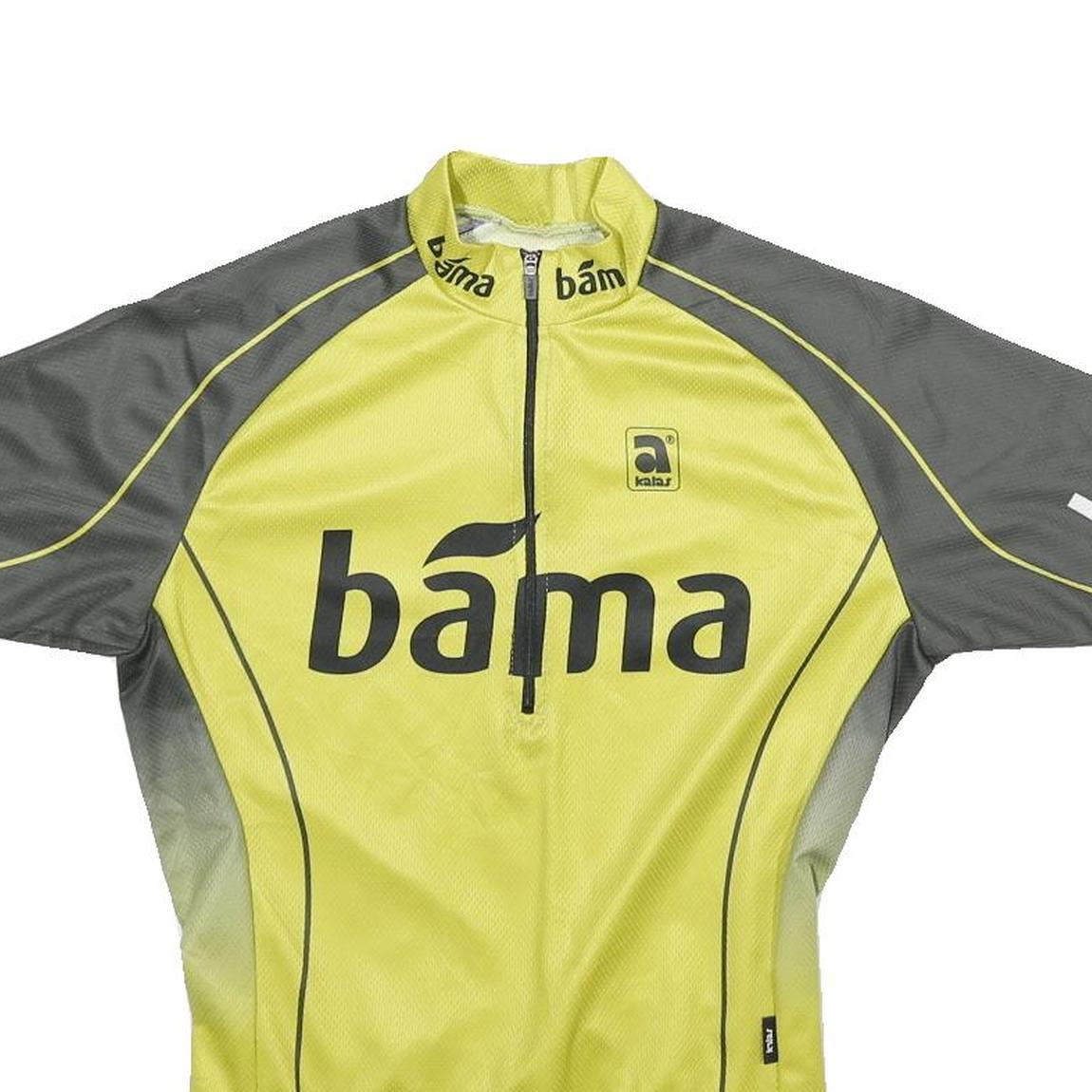 Mens Yellow & Grey Sport Zip Neck Cycling T-Shirt M Short Sleeve Polyester